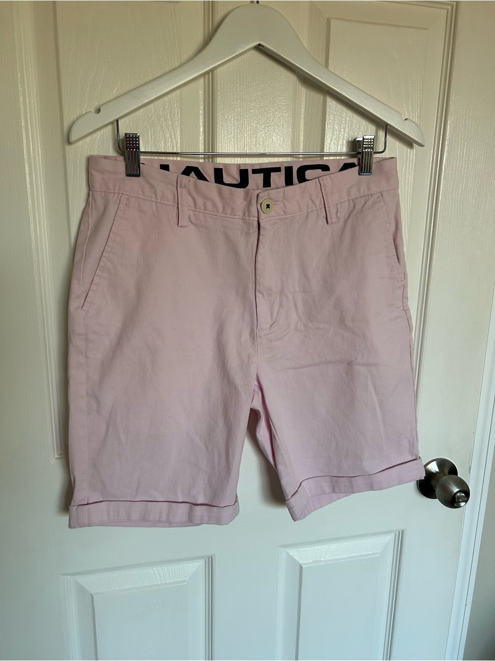 Nautica Men’s Light Pink Flat Front Chino Shorts